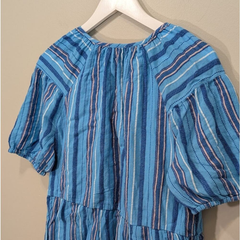 Wonderly Dress Split Neck Mini Cotton Brunch Breezy Coastal Boho Chic - Size M - Picture 4 of 6